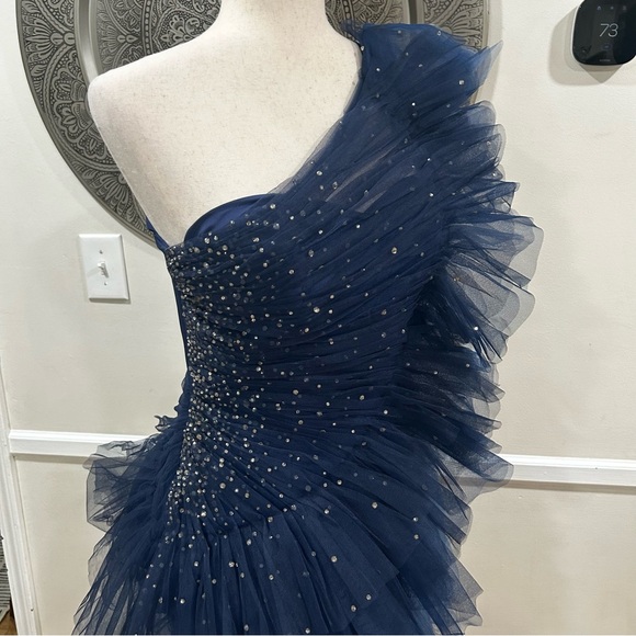 NWT $595 Badgley Mischa pleated tulle mini in navy - Size 2 - Picture 9 of 13